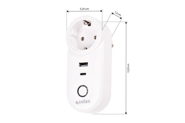 Cofan – Enchufe Inteligente WiFi con USB y USB-C | Control Remoto por App | Compatible con Alexa y Google | Temporizador y Protección Infantil